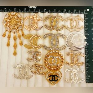 Lot 14 Sparkling Crystal Letter Brooch Pin Gold Silver Tone Rhinestone Initial
